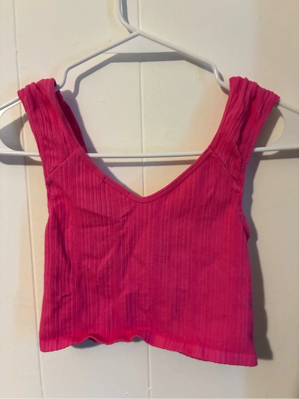 Bozzolo Pink Ruched Ribbed Crop Tank - Picture 2 of 3